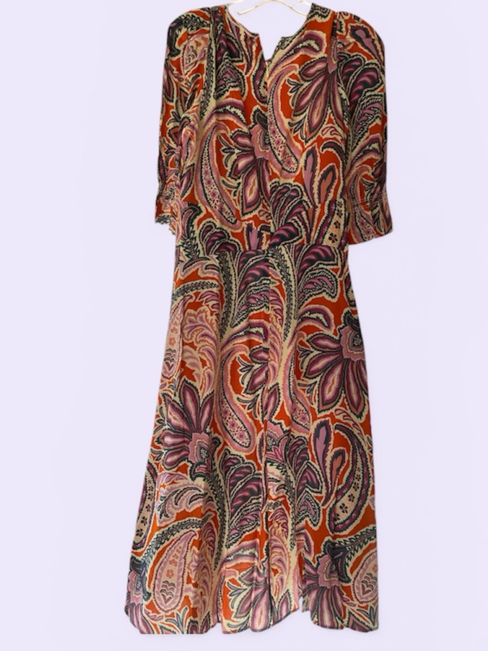 Tyler Boe Paisley 100% Silk Midi Dress - Multicolor